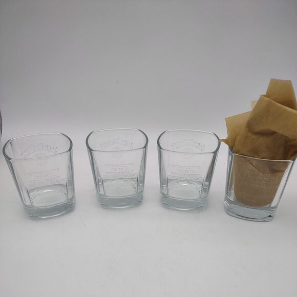 Set of 4 Jack Daniel's OLD No 7 BRAND Heavy Whiskey Glasses Embossed Logo 8 oz - Picture 5 of 5